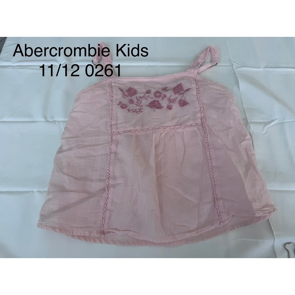 Abercrombie Kids Pink Floral Embroidered Lace Trim Cami Tank Top Girls 11/12 L